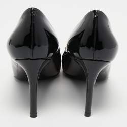 Pre Owned Louis Vuitton Beige/Black Patent Leather Fiance Pumps Size 37.5