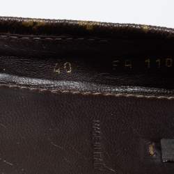 Pre Owned Louis Vuitton Brown Monogram Canvas and Leather Cap Toe Dice Ballet Flats Size 40