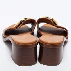 Louis Vuitton Brown Leather Lock It Sandals Size 36