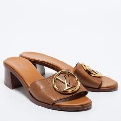 Louis Vuitton Brown Leather Lock It Sandals Size 36
