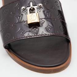 Pre Owned Louis Vuitton Burgundy Patent Leather Lock It  Sandals Size 40