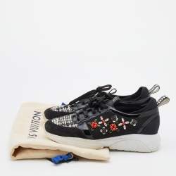 Louis Vuitton Black Suede and Mesh Heat Embellished Sneakers Size 38