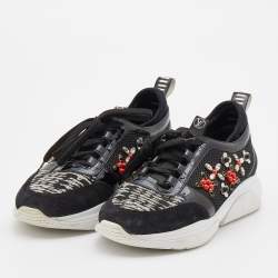 Louis Vuitton Black Suede and Mesh Heat Embellished Sneakers Size 38