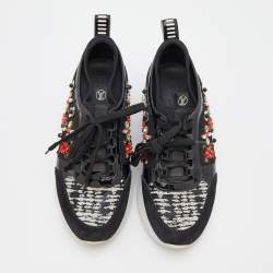 Louis Vuitton Black Suede and Mesh Heat Embellished Sneakers Size 38