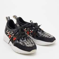 Louis Vuitton Black Suede and Mesh Heat Embellished Sneakers Size 38