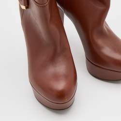 Louis Vuitton Brown Leather Platform Ankle Length Boots Size 38