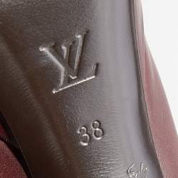 مملوكة مسبقًا Louis Vuitton Burgundy Monogram Embossed Suede and Leather Platform Ankle Length Boots Size 38