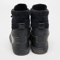 Louis Vuitton Navy Blue Leather and Suede Cliff Sneakers Size 39