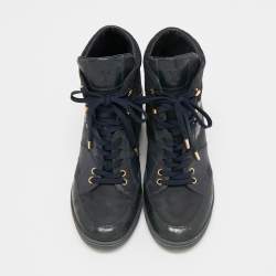 Louis Vuitton Navy Blue Leather and Suede Cliff Sneakers Size 39