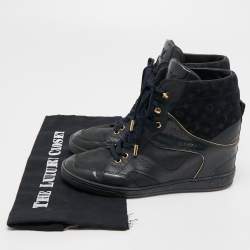 Louis Vuitton Navy Blue Leather and Suede Cliff Sneakers Size 39