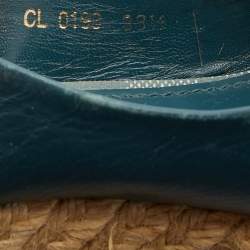 Pre Owned Louis Vuitton Teal Green Leather Dice Embellished Espadrille Sandals Size 38.5