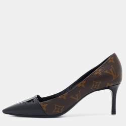 Louis Vuitton Black Monogram Canvas and Patent Leather Pointed Toe Pumps Size 38