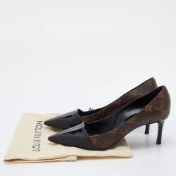 Louis Vuitton Black Monogram Canvas and Patent Leather Pointed Toe Pumps Size 38