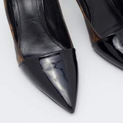 Louis Vuitton Black Monogram Canvas and Patent Leather Pointed Toe Pumps Size 38