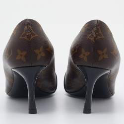 Louis Vuitton Black Monogram Canvas and Patent Leather Pointed Toe Pumps Size 38