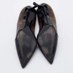 Louis Vuitton Black Monogram Canvas and Patent Leather Pointed Toe Pumps Size 38