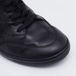 Louis Vuitton Black Monogram Embossed Suede and Leather Cliff Wedge Sneakers Size 41
