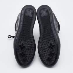 Louis Vuitton Black Monogram Embossed Suede and Leather Cliff Wedge Sneakers Size 41