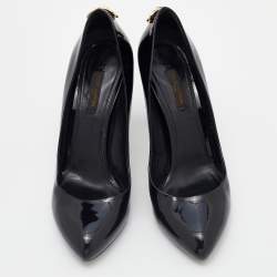 Pre Owned Louis Vuitton Black Patent Leather Lock It Pumps Size 37