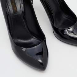 Pre Owned Louis Vuitton Black Patent Leather Lock It Pumps Size 37