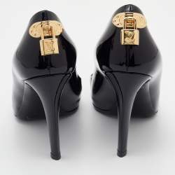 Pre Owned Louis Vuitton Black Patent Leather Lock It Pumps Size 37