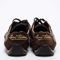 Pre Owned Louis Vuitton Brown Suede and Monogram Coated Canvas Energie Sneakers Size 35