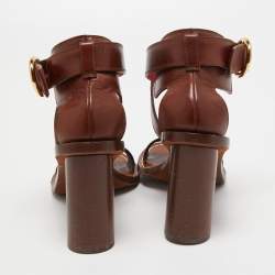 Pre Owned Louis Vuitton Brown Canvas, Leather Ocean Drive  Sandals Size 37.5