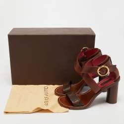 Pre Owned Louis Vuitton Brown Canvas, Leather Ocean Drive  Sandals Size 37.5