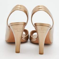 Pre Owned Louis Vuitton Metallic Bronze Leather Criss Cross Slingback Sandals Size 38.5
