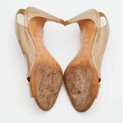Pre Owned Louis Vuitton Metallic Bronze Leather Criss Cross Slingback Sandals Size 38.5