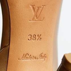 Pre Owned Louis Vuitton Metallic Bronze Leather Criss Cross Slingback Sandals Size 38.5
