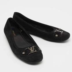 Pre Owned Louis Vuitton Black Suede Oxford Ballet Flats Size 38