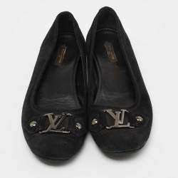 Pre Owned Louis Vuitton Black Suede Oxford Ballet Flats Size 38