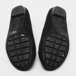 Pre Owned Louis Vuitton Black Suede Oxford Ballet Flats Size 38