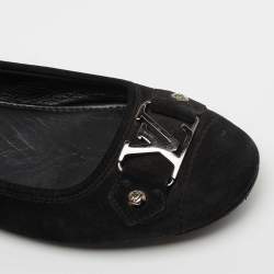 Pre Owned Louis Vuitton Black Suede Oxford Ballet Flats Size 38