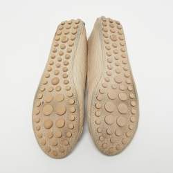 Pre Owned Louis Vuitton Beige Nubuck Leather Oxford Ballet Flats Size 38