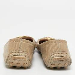 Pre Owned Louis Vuitton Beige Nubuck Leather Oxford Ballet Flats Size 38