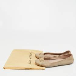 Pre Owned Louis Vuitton Beige Nubuck Leather Oxford Ballet Flats Size 38