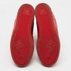 Louis Vuitton Red Monogram Suede And Python High Top Sneakers Size 38.5