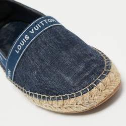 مملوكة مسبقًا Louis Vuitton Navy Blue Denim Espadrille Flats Size 37