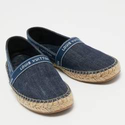 مملوكة مسبقًا Louis Vuitton Navy Blue Denim Espadrille Flats Size 37