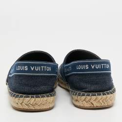 مملوكة مسبقًا Louis Vuitton Navy Blue Denim Espadrille Flats Size 37