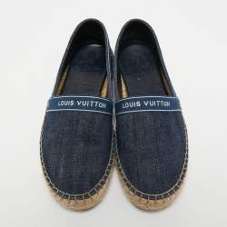 مملوكة مسبقًا Louis Vuitton Navy Blue Denim Espadrille Flats Size 37
