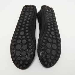 Pre Owned Louis Vuitton Black Glitter Suede Oxford Ballet Flats Size 35.5