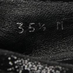 Pre Owned Louis Vuitton Black Glitter Suede Oxford Ballet Flats Size 35.5