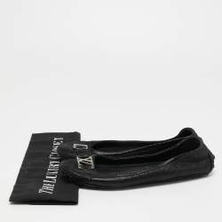 Pre Owned Louis Vuitton Black Glitter Suede Oxford Ballet Flats Size 35.5