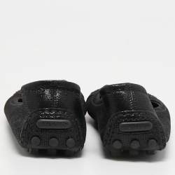 Pre Owned Louis Vuitton Black Glitter Suede Oxford Ballet Flats Size 35.5