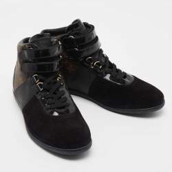 Louis Vuitton Monogram Canvas and Suede High Top Sneakers Size 37.5