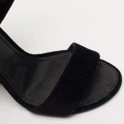 Louis Vuitton Black Velvet Ankle Wrap Sandals Size 36