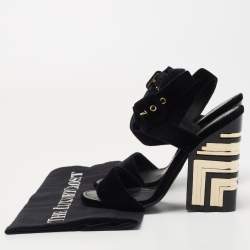 Louis Vuitton Black Velvet Ankle Wrap Sandals Size 36